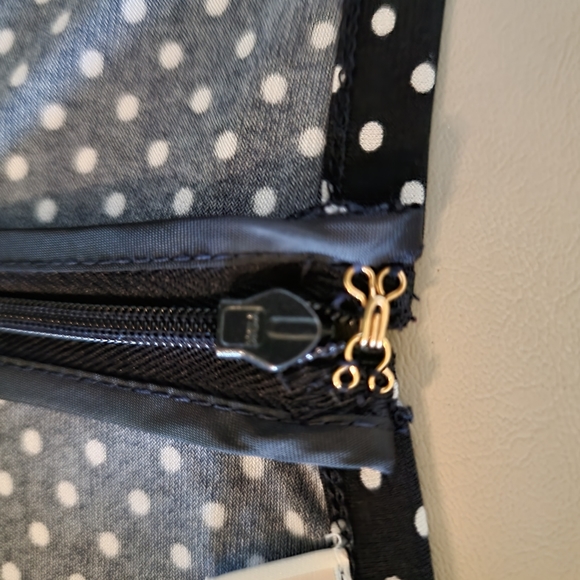 Michael Kors Black with White Polka Dot Dress with Shark-bite Hem Women's Size M - Picture 4 of 15